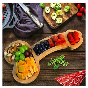 NEW! Funny Wooden Multi-Section Snack Serving Board - Natural Bamboo